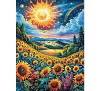 Girasol Amanecer Field Puzzle 500 Piezas Papel Adolescentes Animales y Plantas Actividad Familiar Educativa Mejora Coordinación Ojo-Mano Fiestas Navideñas 500 PCS