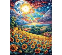 Girasol Amanecer Field Rompecabezas 300 Piezas Cartón para Expertos Animales Salvajes con Flores Mejora Memoria Actividad Tiempo Libre Pack Completo Original 300 PCS