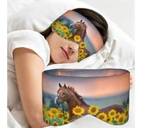 Girasol amarillo con estampado de caballo, Antifaz para dormir, ideal para el hogar, viajes y trabajo por turnos. Cubre completamente los ojos y bloquea la luz.