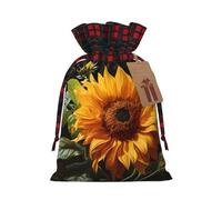 Girasol amarillo sobre fondo marrón Bolsa de regalo de Navidad - Medias con bolsa de caramelo de yute para todos los regalos de Navidad y equipaje de mano
