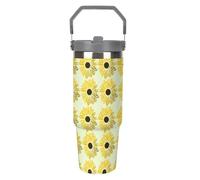 GiraSol, amarillo VaSo Térmico De Café - DiSeño Elegante Y AiSlante - Termo Para Llevar Con Cierre A Prueba De FugaS - Ideal Para USo Diario 30oz