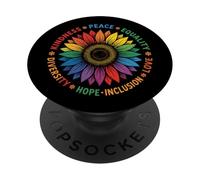 Girasol Arcoíris Paz Igualdad Diversidad Amor PopSockets PopGrip Adhesivo