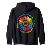 Girasol Arcoíris Paz Igualdad Diversidad Amor Sudadera con Capucha