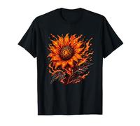 Girasol ardiente ardiente Floral Fuego estética Camiseta