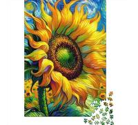 Girasol Arte Colorido Puzzle de 1000 Piezas Papel Puzzle para Adultos Estilo Vivo Relajante Decoración Regalo Familiar 38x26cm/1000pcs