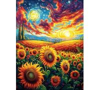 Girasol Atardecer Field Rompecabezas 300 Piezas Cartón para Toda La Familia Animales y Plantas Juego Compartir Estimulación Cognitiva Regalo Fin De Año Mejor Valorado 300 PCS