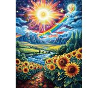 Girasol Atardecer Field Rompecabezas 500 Piezas Cartón Grueso para Adultos Animales y Plantas Desconectar Rutina Ejercicio Mental Relajante Decoración Dormitorio Regalo 500 PCS