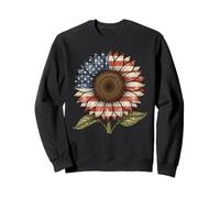 Girasol Bandera Americana Floral Patriótica Gráfico 4 de Julio Sudadera