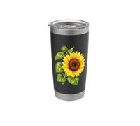 Girasol Bloom Botánico Naturaleza Floral Amante Diseño Vaso térmico de acero inoxidable de doble pared