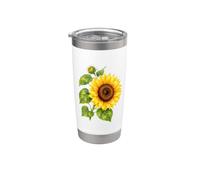 Girasol Bloom Botánico Naturaleza Floral Amante Diseño Vaso térmico de acero inoxidable de doble pared