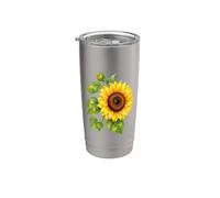 Girasol Bloom Botánico Naturaleza Floral Amante Diseño Vaso térmico de acero inoxidable de doble pared