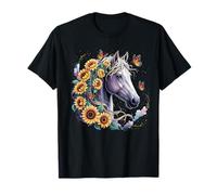 Girasol Caballo CowGirl Equitación Ecuestre Camiseta