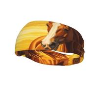 Girasol Caballo Girasol Caballo Western Nativo Caballo Deportes Cinta para el Sudor Cintas para el Cabello de Moda Cinta elástica atlética para el Cabello para Mujeres y Hombres