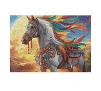 Girasol Caballo Puzzle 300 Piezas Hogar Decoración Colorful Fantasy Fauna Silvestre Rompecabezas para Hombres Y Mujeres 3D DIY Creativo Aliviar Estrés Desafío Intelectual 300 PCS