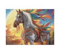 Girasol Caballo Puzzles 500 Piezas Aliviar Estrés Familiar Premium Colorful Fantasy Fauna Silvestre Rompecabezas para Adultos Desafío Intelectual 3D DIY Creativo Decorativo 500 PCS