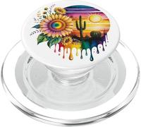 Girasol, Cactus, Puesta del Sol Western Desert Floral PopSockets PopGrip para MagSafe