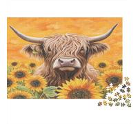 Girasol Campo Highland Gatotle Rompecabezas Puzzle,1000pcs (75x50cm) Adulto Juego EduGatoivo Decoración del Hogar
