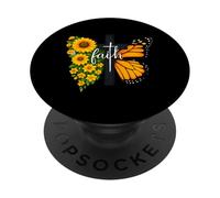 Girasol Cruz Cristiana Fe Floral Mariposa Arte Adoración PopSockets PopGrip Adhesivo