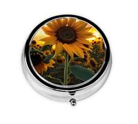 Girasol de granja. Este pastillero de viaje pequeño, redondo y de tres compartimentos es perfecto para almacenar medicamentos diarios, vitaminas y sobre la marcha.