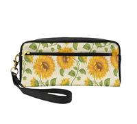 Girasol Dibujado, Bolsa de Maquillaje Bolsa de cosméticos Bolsa de Aseo de Viaje portátil Estuche de Cuero para Mujeres y niñas