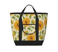 Girasol dibujado,Bolsas de almuerzo de gran capacidad, bolsa de mano térmica para mujeres, hombres, trabajo, picnic, viajes.