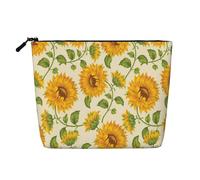 Girasol Dibujado,Neceser de Maquillaje de imitación Lino, Neceser de Viaje portátil