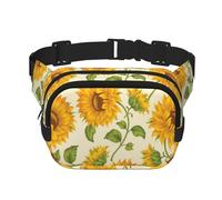 Girasol Dibujado,Riñonera Cuadrada de Doble Capa, Bolso de Viaje, Bolso Informal para el Pecho.