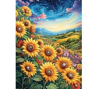 Girasol en el jardín Rompecabezas 1000 Piezas Cartón Grueso para Mayores Sueño de Pintura al óleo de Cuento de Hadas Noches Juegos Familiares Estimulación Mental Regalo San Valentín 10