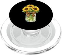 Girasol en Tarro de albañil Estampado de Leopardo Floral Verano Damas PopSockets PopGrip para MagSafe