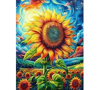 Girasol Estrellado Puzzle 300 Piezas Cartón Blanco Premium para Coleccionistas Animales y Plantas Entrenamiento Memoria Hobby Colección Regalo Original 300 PCS
