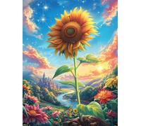 Girasol Estrellado Puzzle 500 Piezas Cartón Grueso para Toda La Familia Animales Salvajes con Flores Noches Juegos En Familia Relajación Concentración Regalo Corporativo Regalo Ideal 500 PCS