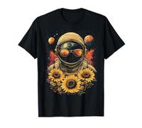 Girasol Flor Retrato Gráfico Astronauta Arte Girasol Camiseta