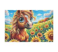 Girasol Flower Sea Caballo Puzzle 1000 Piezas Educativo Familiar Rompecabezas 3D para Toda La Familia Aliviar Estrés Decoración Hogar Portátil 1000 PCS