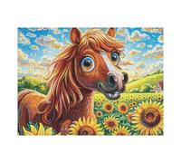 Girasol Flower Sea Caballo Puzzle 500 Piezas Desafío Intelectual Rompecabezas para Adultos Obra De Arte Colorido DIY Creativo Decoración Hogar 500 PCS