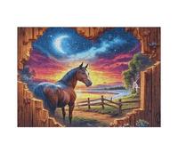 Girasol Flower Sea Caballo Puzzles 300 Piezas Impossible Desafío Mascota Rompecabezas para Adultos Aliviar Estrés Decoración Hogar DIY Moderno Portátil 300 PCS