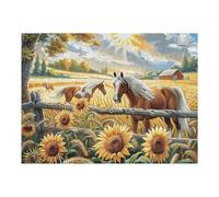 Girasol Flower Sea Caballo Puzzles 500 Piezas Portátil 3D Animal Pet Wildlife Rompecabezas Familiar para Toda La Familia Maquetas Educativas Construir Aliviar Estrés 500 PCS