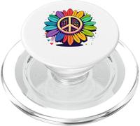 Girasol LGBTQ Rainbow Peace Sign Pride Retro Hippie 70s PopSockets PopGrip para MagSafe