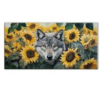 Girasol Lobo Diamond Painting, DIY Diamond Painting Adultos, Cuadros de Cristales Bordado y Punto de Cruz para Home Decoracion Pared, 5D Mosaicos Manualidades Pintura de Diamante 100x200cm J26-11736