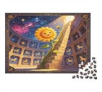 Girasol Mágico Puzzle para Adultos Puzzle de 1000 Piezas Escenario Fantasía Cielo Estrellado Relajante Decorativo Interacción Familiar Regalo Festivo 38x26cm/1000pcs