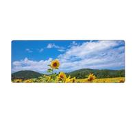 Girasol, mar y Cielo Azul con Nubes Blancas,Alfombrilla de ratón Grande para Escritorio, Teclado de Ordenador, Base de Goma Antideslizante, 30 x 80 cm