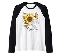 Girasol Mariposa Be The Sunshine Cita Diseño Camiseta Manga Raglan