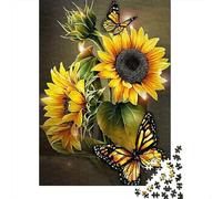 Girasol Mariposa Puzzle de 1000 Piezas de Papel para Adultos Relajación Decoración Hogar Regalo Actividad Familiar 38x26cm/1000pcs