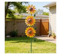 Girasol Molino De Viento De Metal, 124cm/48 Escultura CinéTica Al Aire Libre, Viento De 360° con CinéTica Spinner De Viento Grande para Patio, Decoración al Aire Libre