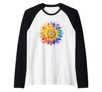 Girasol Otoño Amor Floral. Acuarela Camiseta Manga Raglan