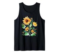 Girasol Otoño Amor Floral. Acuarela Camiseta sin Mangas