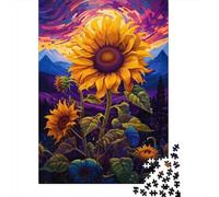 Girasol Paisaje Artístico Puzzle de 1000 Piezas Cartón Puzzle para Adultos Campo Colorido Relajación Concentración Hogar Regalo 52x38cm/1000pcs