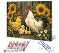 Girasol Pintar por Numeros Niños, Pintar por Numeros Adultos Animales Paint by Numbers Principiantes, Manualidades Niños 10 Años DIY Kit de Pintura al Óleo de Lienzo Decoracion 20x30cm Sin Marco Y3-63