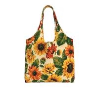 Girasol rojo,Bolsas de mano reutilizables, bolsas de supermercado, bolso de hombro de lona de gran capacidad
