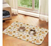 Girasol Shiba Inu,Tapete Impermeable para Comida de Mascotas, manteles Individuales para Comida y Agua para Perros y Gatos, tapetes de Cuero sintético para Comida.,40x60cm
