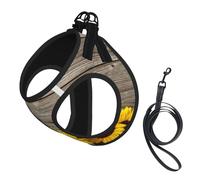 Girasol sobre Madera rústica,Arnés para Mascotas, arnés Reflectante Ajustable para Perros,L
